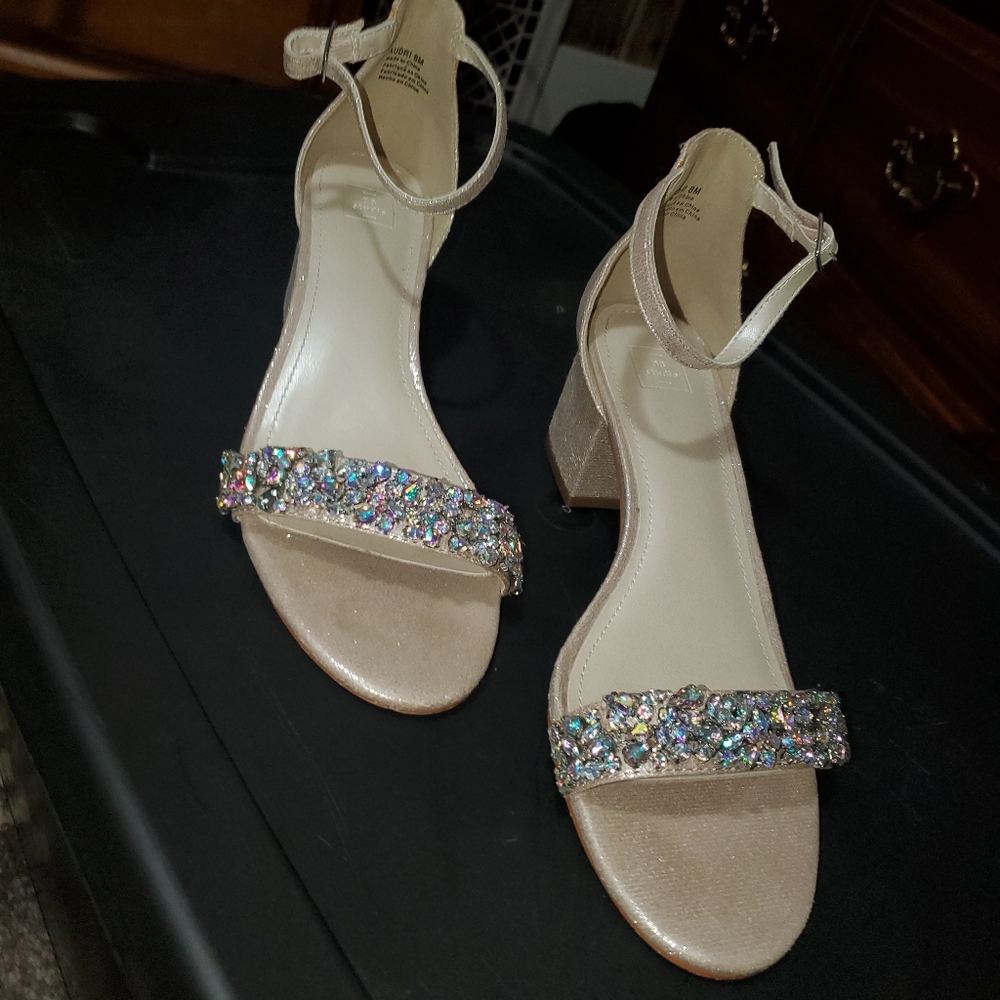 Blush block heels